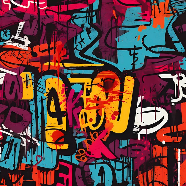 Oldschool graffiti patroon illustratie Generatieve AIxA