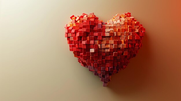 Photo oldschool pixelated heart icon for nostalgic design the symbol blurs into chunky bits