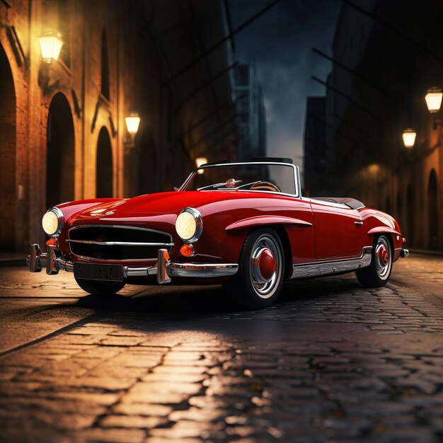 Oldtimer red car Beautiful illustration picture Generative AI