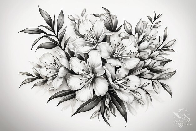 Oleander Tattoo Concept Symbolisch bloemenontwerp