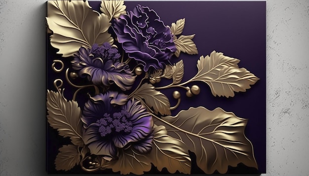 Olie bloem schilderij botanische print op canvas wenskaart natuur concept Gegenereerde AI