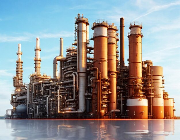 olie- en gascentrale raffinaderij met opslagtanks voor olieproductie of petrochemische