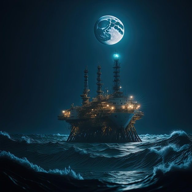 Olie- en gasplatforminstallatie in de oceaan