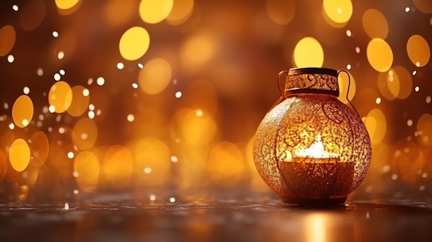 olie lamp met bokeh brandende kaarsen licht voor diwali