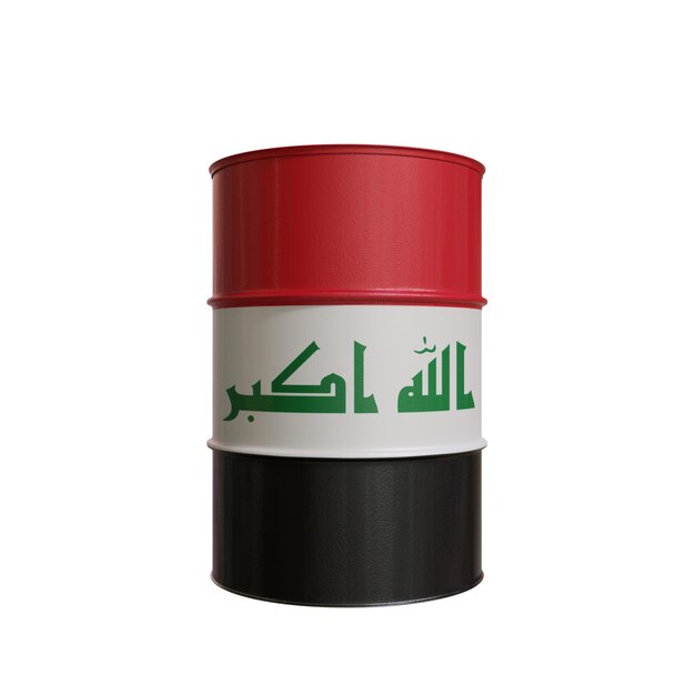 Oliebarrel met de vlag van Irak