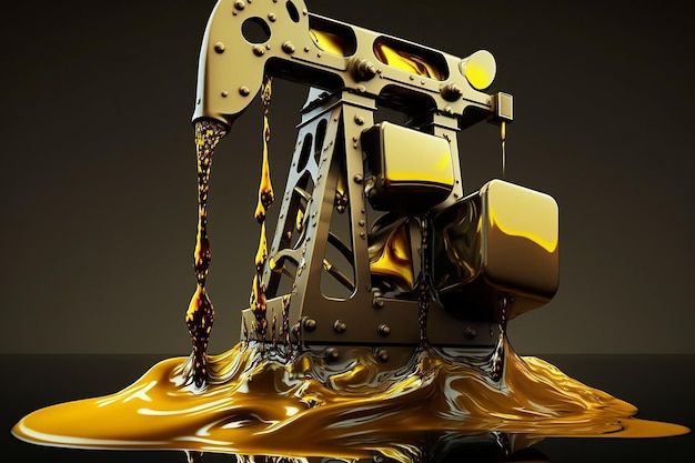 Olieproductie winning van geldvaten olie neftechka productie verkoop van aardolieproducten Concept van goud olie boorpomp Benzine gas Landen Levering van ruwe olie