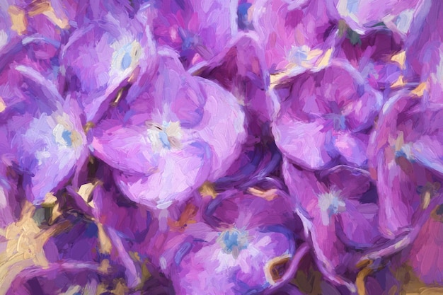 Olieverf schilderij Blauwe hortensia bloemen