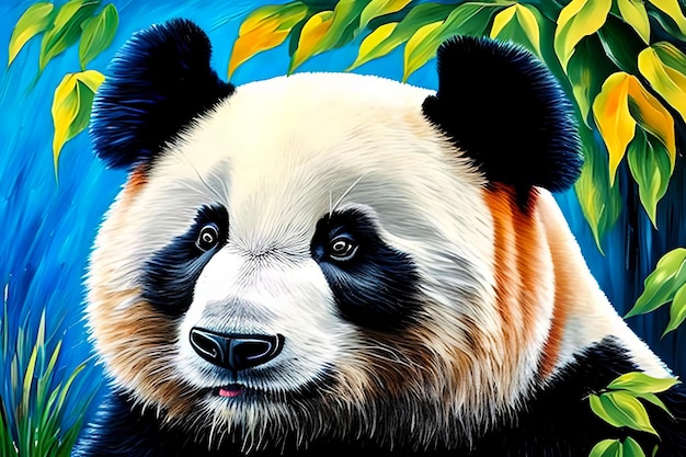 Olieverf schilderij panda