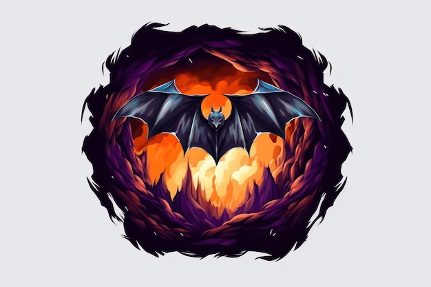 Olieverfschilderij stijl vleermuizen grot logo Mooie illustratie foto Generatieve AI