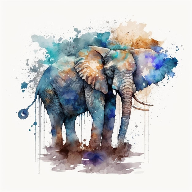 Olifant abstracte aquarel