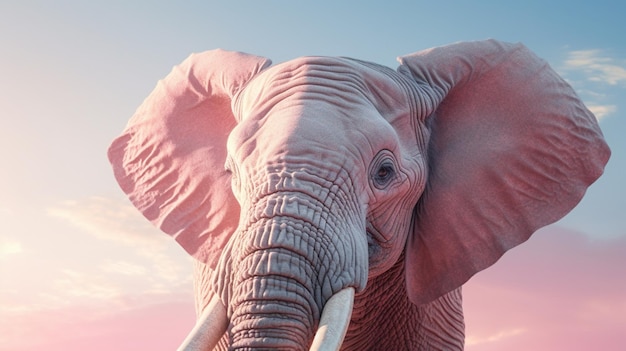 Olifant gezicht roze licht dierenfoto's Generatieve kunstmatige intelligentie