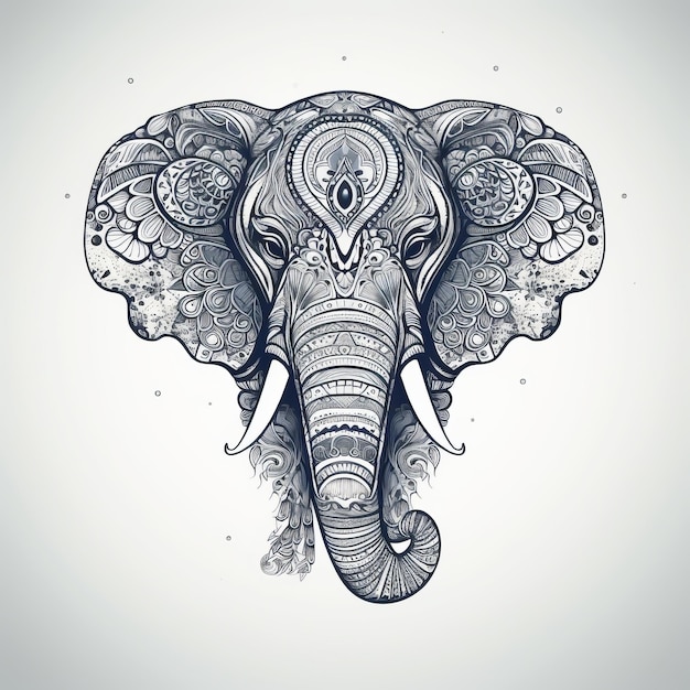 Olifant in mandalastijl Illustratie AI GenerativexA