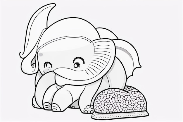 Foto olifant kleurplaten voor kinderen zwart-wit schetsen kinderboekillustratiestijl kleurplaten