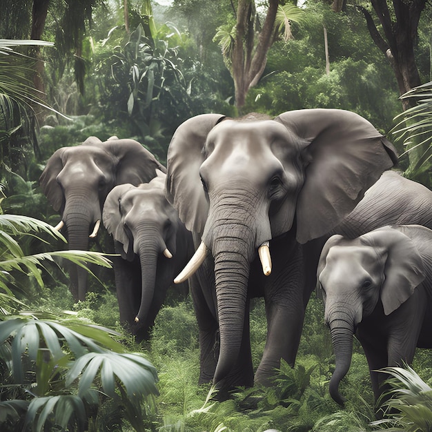 Olifanten in de jungle