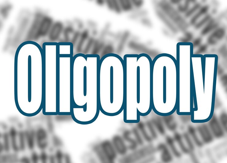 Foto oligopoliewoord met woordwolkachtergrond