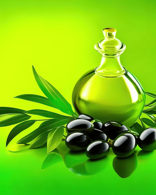 Olijfoliepotten met olijven en gebottelde olie