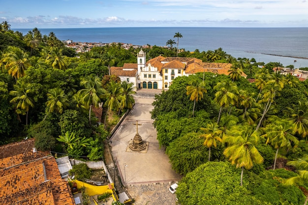 Olinda Pernambuco Brazil circa April 2022 Aerial view of a church in the city of Olinda