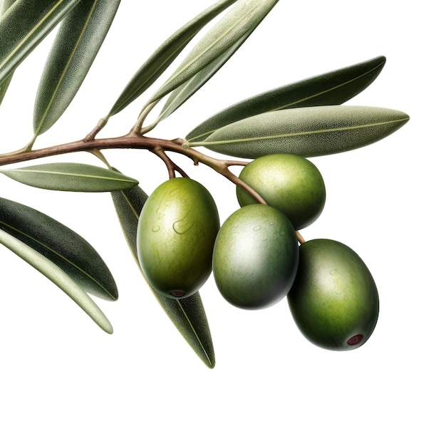 Olive branch Transparent isolated background AI