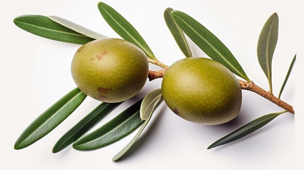 Olive branch with delicious green olives isolated