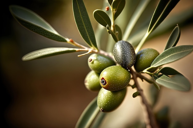 Olive in closeup on a tree