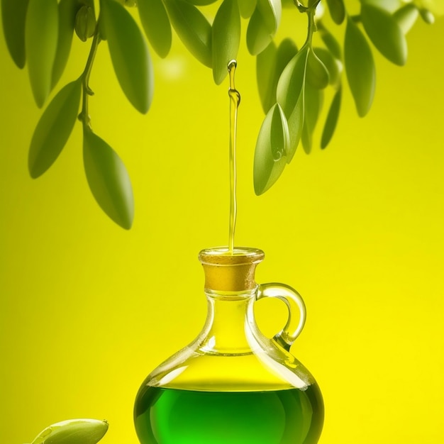 Olive cosmetics landing page new natural beauty product bottles line on green background