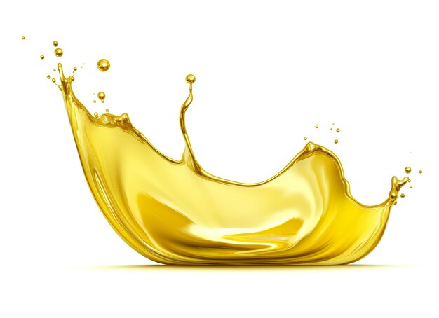 Photo olive or engine oil splash cosmetic serum liquid isolated on white background