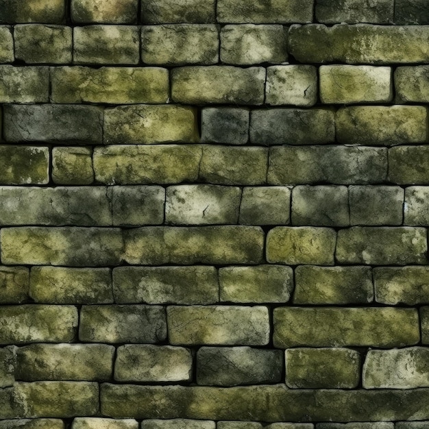 オリーブの発光美しいレンガの壁のテクスチャ タイルのシームレスな背景生成 AI