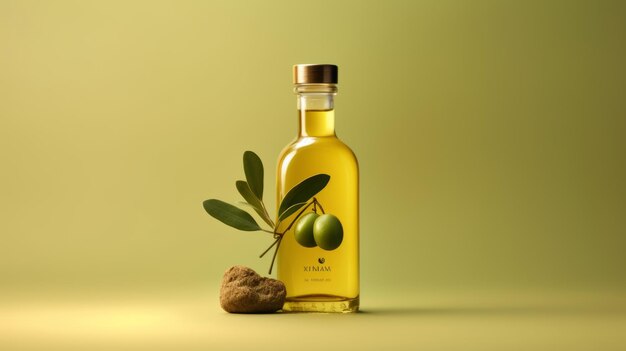 Оливковое масло на пустом фоне с матовыми цветами