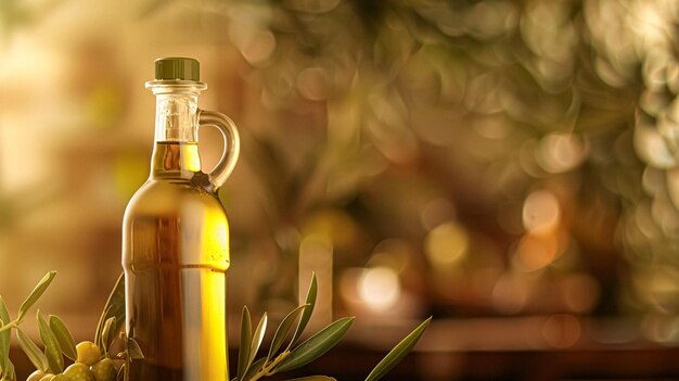 Olive oil bottle ad background with copyspace vegetable oil commercial produce food industry and