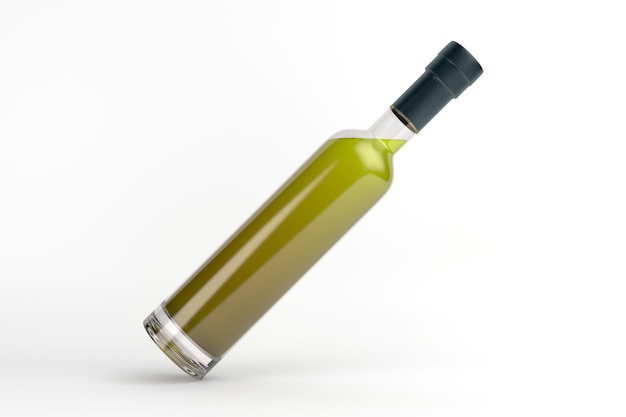 Olive Oil Bottle Left Side Isolated In White Background