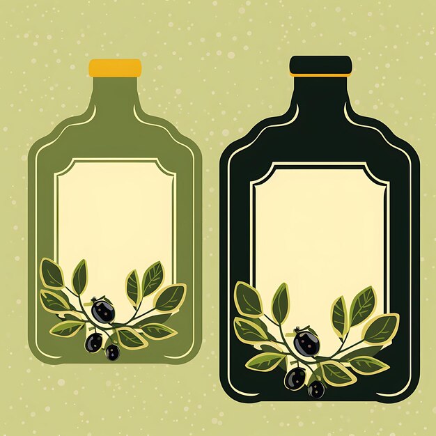 Olive oil bottle shaped tag card green color craft paper oli 2d card design creative illustration