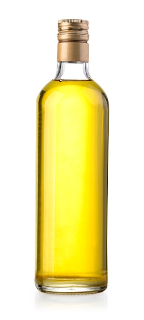 Olive oil bottle on white