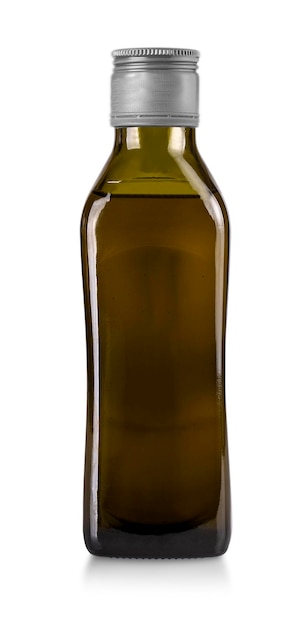 olive oil bottle with gray cap isolated on white background