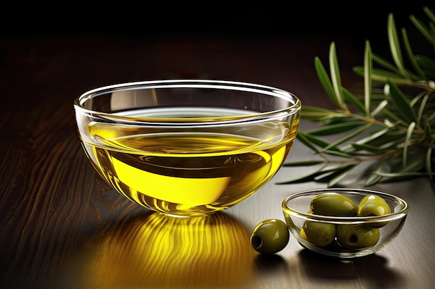 Olive oil in a clear dish