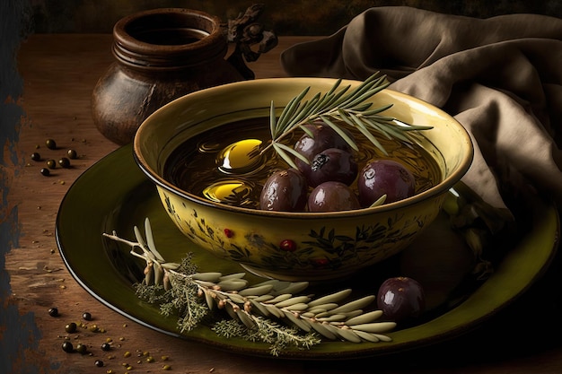 Olive oil covered Kalamata olives