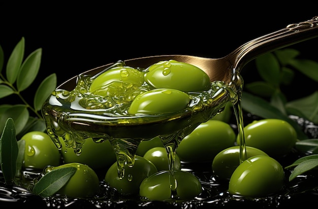 Olive oil and olive leaves