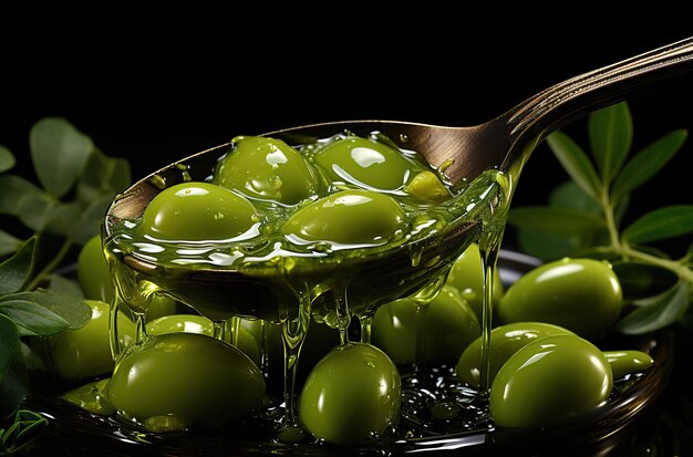 Olive oil and olive leaves