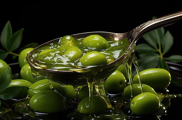 Olive oil and olive leaves