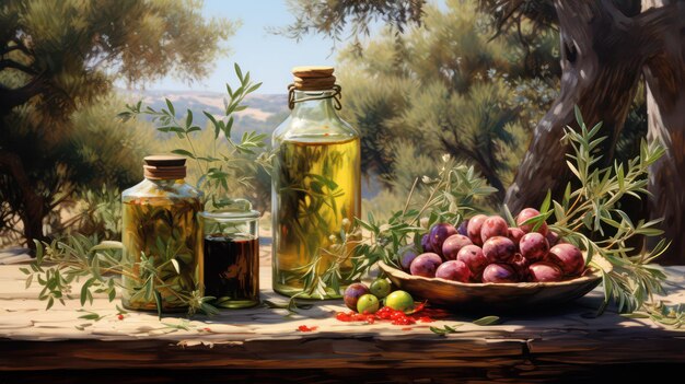 olive oil and olives