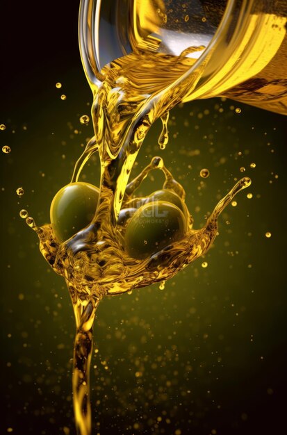 The olive oil splashed in all directionsLocal closeup