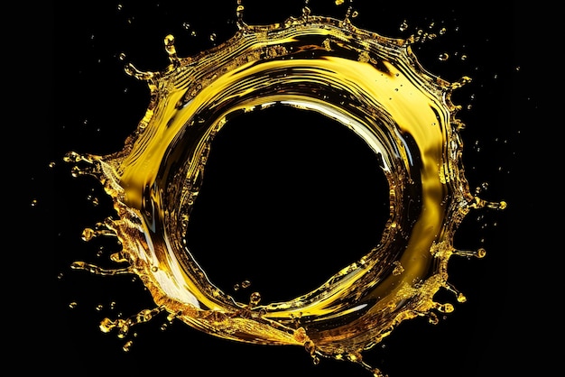 Photo olive oil splashes arranged in a circle transparent background