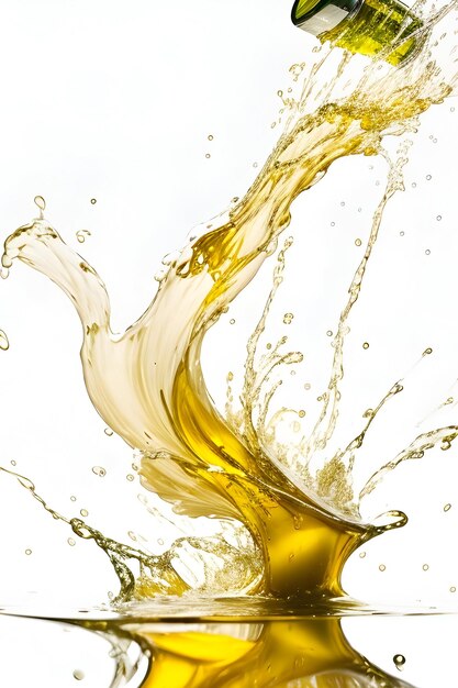 olive oil splashing black and white background