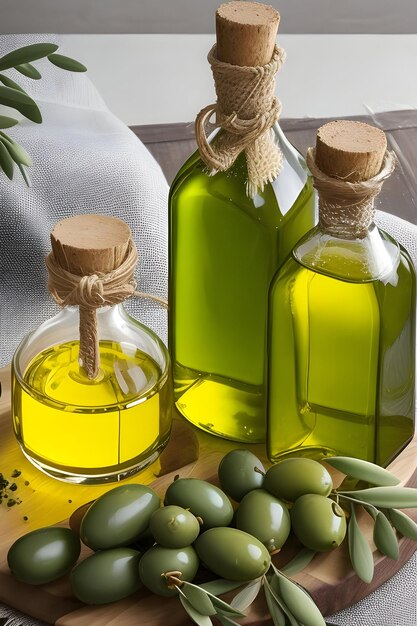 Olive and olive oil bottles