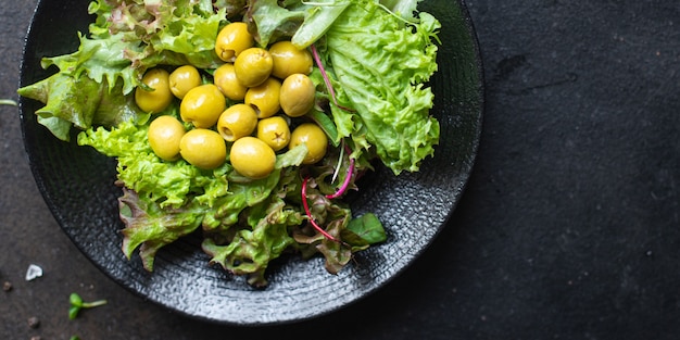 olive salad green leaves lettuce mix fresh healthy appetizer diet meal