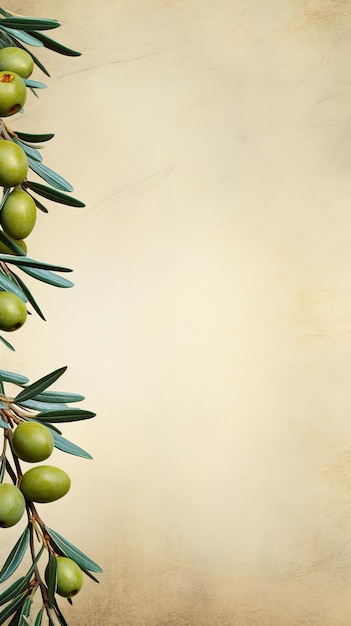Photo olive seed fruits leaf frame copy space generative ai