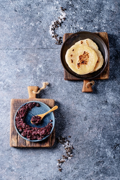 Olive tapenade served with homemade bread