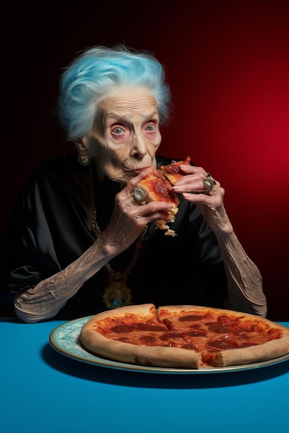 Foto la tavola della pizza della donna verde oliva celebra l'amore gustosa moda bevanda calda cibo per la cena in vetro vecchio