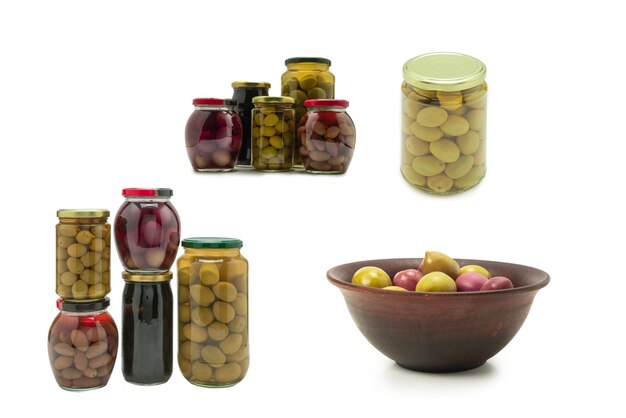 Olives in a bottle isolated on a white