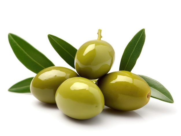 Olives and leaves on a tree branch