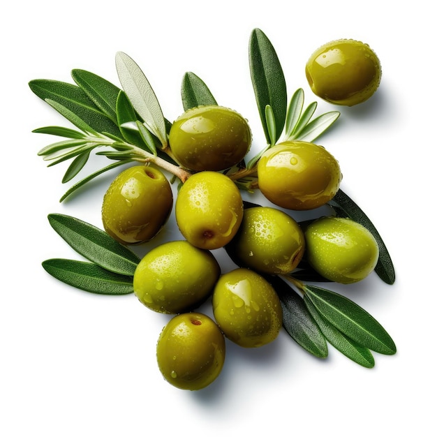 Olives and leaves on a tree branch